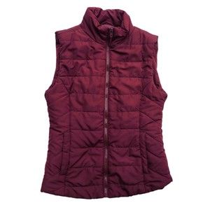 Aeropostale Puffer Vest Womens XS Burgundy Full Zip Pocket Quilted Hiking Ski